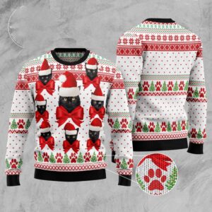 Black Cat Ball Ugly Christmas Sweater, Christmas…
