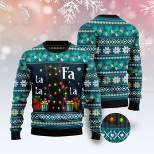 Black Cat Falalala Ugly Christmas Sweater, Christmas…