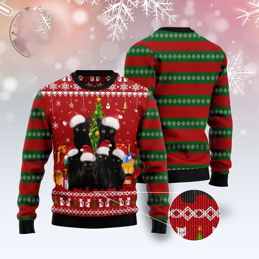 Black Cat Family Christmas Ugly Christmas Sweater, Christmas Cat Ugly Sweater, Ugly Cat Xmas Sweater Black Cat Family Christmas Ugly Christmas Sweater, Christmas Cat Ugly Sweater, Ugly Cat Xmas Sweater