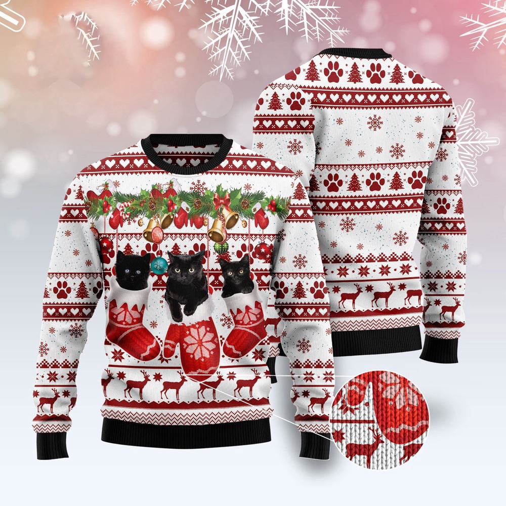 Black Cat Gloves Merry Christmas Ugly Christmas Sweater, Christmas Cat Ugly Sweater, Ugly Cat Xmas Sweater Black Cat Gloves Merry Christmas Ugly Christmas Sweater, Christmas Cat Ugly Sweater, Ugly Cat Xmas Sweater