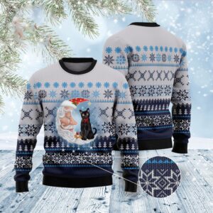 Black Cat Love Santa Moon Ugly Christmas…