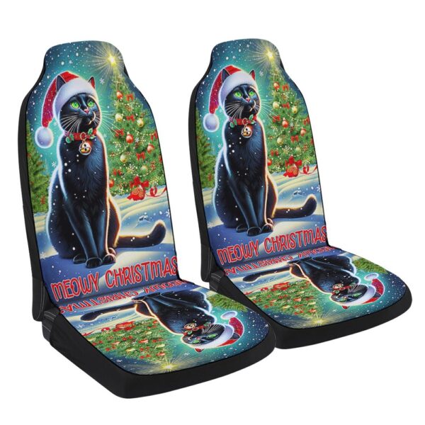 Black Cat Meowy Christmas Seat Cover Cars, Christmas Car Seat Cover, Car Seat Cover