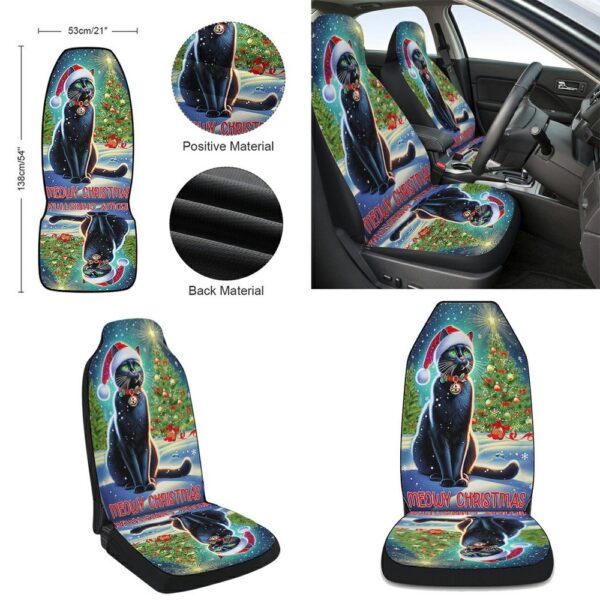 Black Cat Meowy Christmas Seat Cover Cars, Christmas Car Seat Cover, Car Seat Cover