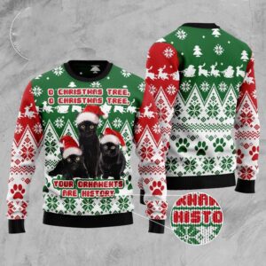 Black Cat Oh Christmas Tree Ugly Christmas…