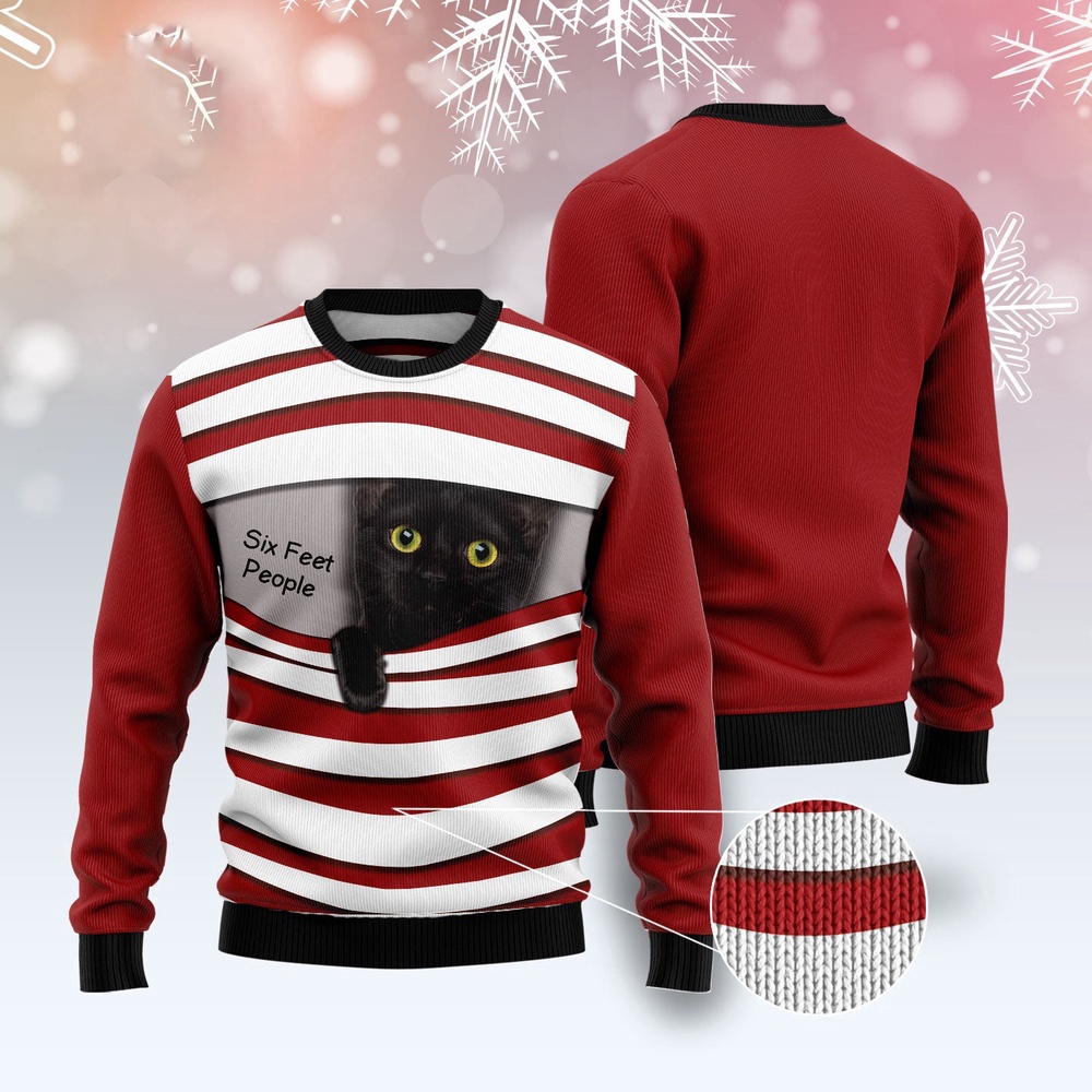 Black Cat Six Feet Ugly Christmas Sweater, Christmas Cat Ugly Sweater, Ugly Cat Xmas Sweater Black Cat Six Feet Ugly Christmas Sweater, Christmas Cat Ugly Sweater, Ugly Cat Xmas Sweater