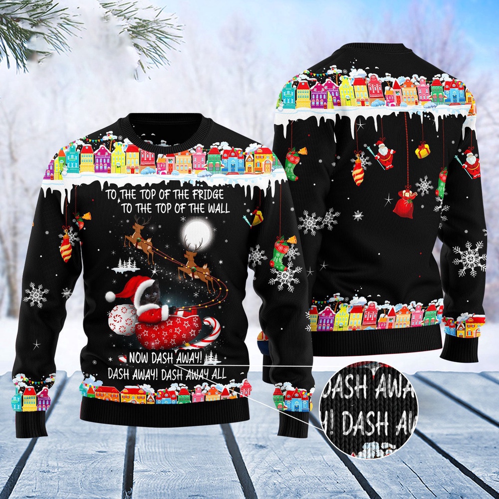 Black Cat Sleigh Christmas Ugly Christmas Sweater, Christmas Cat Ugly Sweater, Ugly Cat Xmas Sweater Black Cat Sleigh Christmas Ugly Christmas Sweater, Christmas Cat Ugly Sweater, Ugly Cat Xmas Sweater