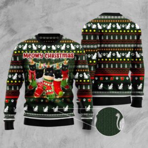 Black Cat Socks Ugly Christmas Sweater, Christmas…