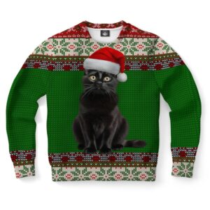 Black Cat Ugly Christmas Sweater, Christmas Sweater,…