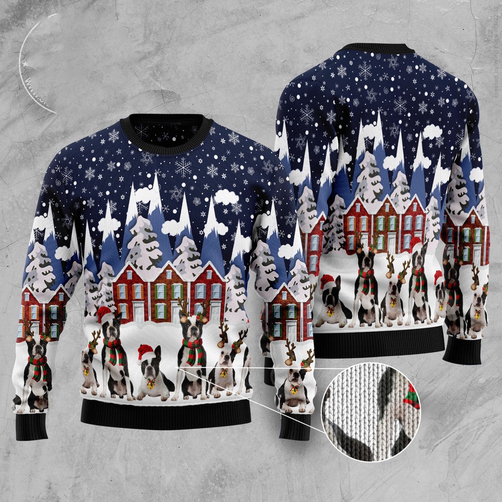Boston Terrier Family Ugly Christmas Sweater, Christmas Sweater, Ugly Sweater, Funny Xmas Sweaters