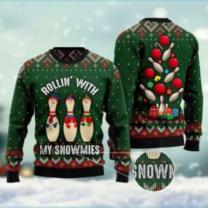 Bowling Rollin With My Snowmies Ugly Christmas…