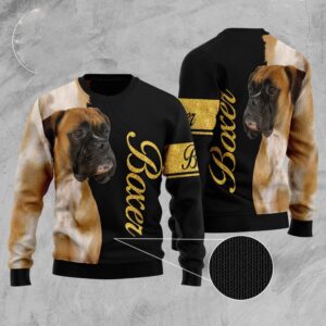 Boxer Half Cool Ugly Christmas Sweater, Dog…