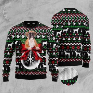 Boxer Xmas Ball Ugly Christmas Sweater, Dog…