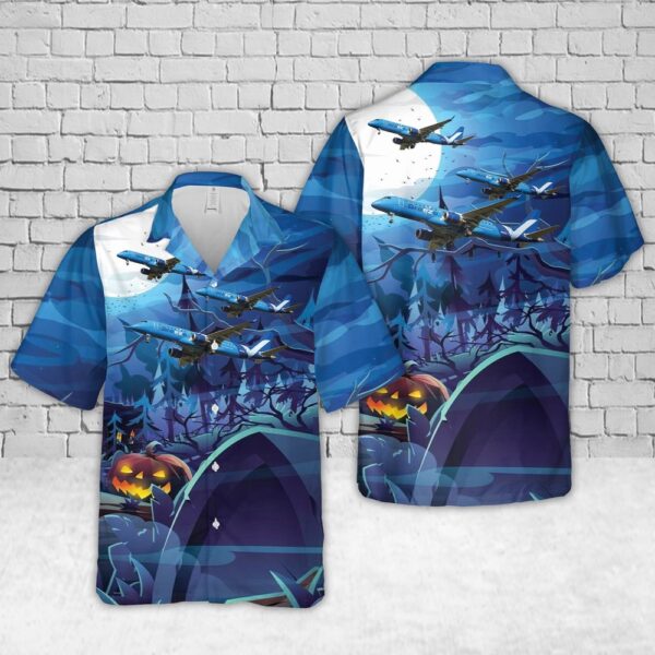 Breeze Airways E190 Halloween Hawaiian Shirts, Halloween Hawaiian Shirt, Horror Hawaiian Shirt