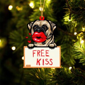 Bull-Mastiff Free Kiss Christmas Ornament, Christmas Ornament,…
