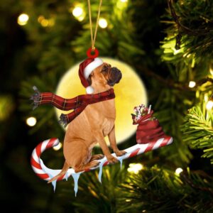 Bull-Mastiff On The Candy Cane Christmas Ornament,…