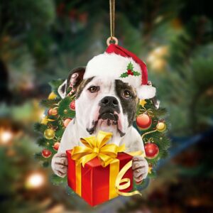 Bulldog-Dogs give gifts Hanging Ornament, Christmas Ornament,…