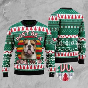 Bulldog Dog Dad Ugly Christmas Sweater, Dog…