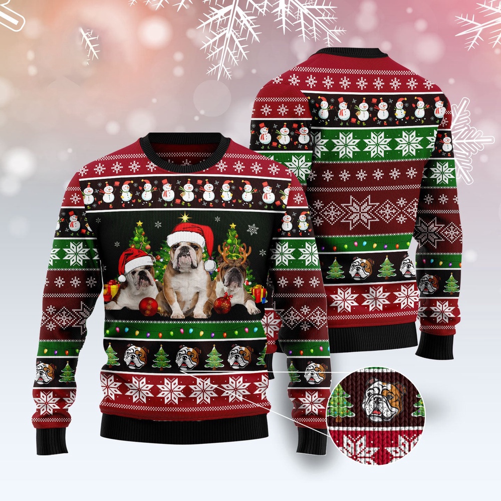 Bulldog Group Beauty Ugly Christmas Sweater, Dog Ugly Christmas Sweater, Ugly Dog Sweaters