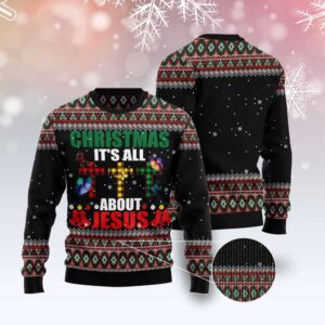 Butterfly All About Jesus Ugly Christmas Sweater,…