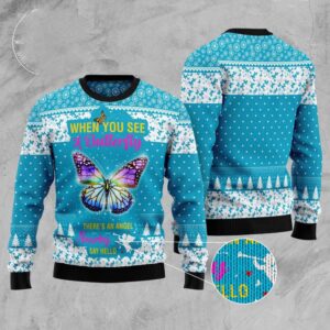 Butterfly Nearby Say Hello Ugly Christmas Sweater,…