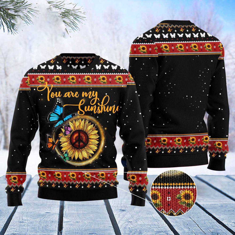 Butterfly Sunshine Ugly Christmas Sweater, Christmas Sweater, Ugly Sweater, Funny Xmas Sweaters