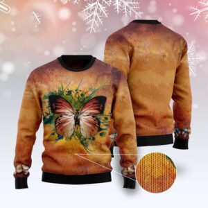 Butterfly Vintage Ugly Christmas Sweater, Christmas Sweater,…