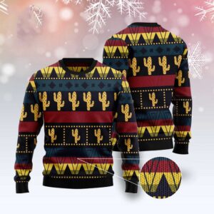 Cactus Group Pattern Ugly Christmas Sweater, Christmas…