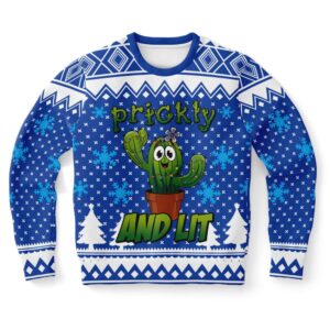 Cactus Prickly and Lit Ugly Christmas Sweater,…
