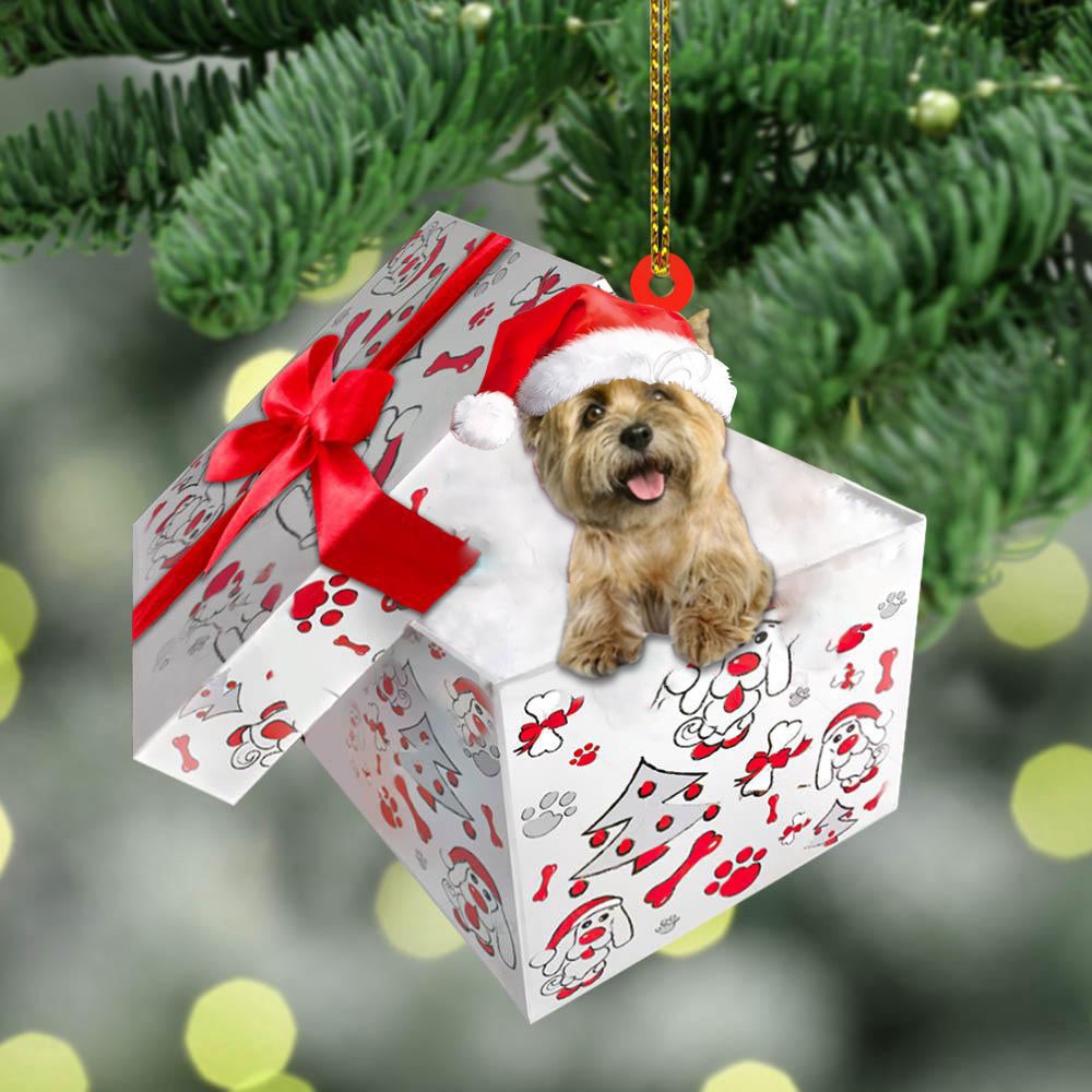 Cairn-Terrier In Gift Box Christmas Ornament, Christmas Ornament, Dog Ornament, Xmas Dog Ornaments