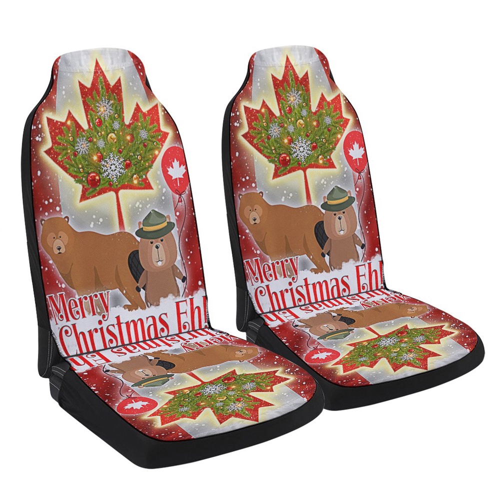 Canada Merry Christmas Eh Canada Beaver and Bear Seat Cover Cars, Christmas Car Seat Cover, Car Seat Cover