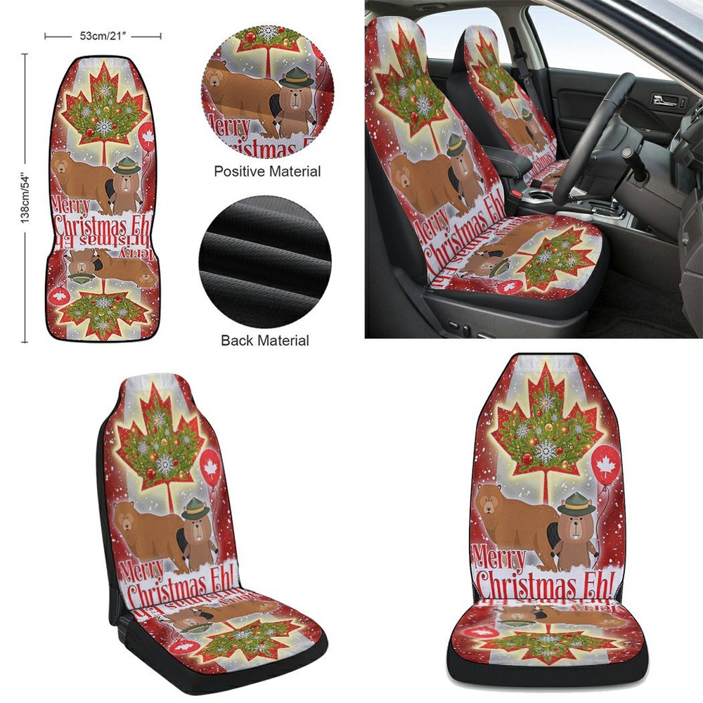 Canada Merry Christmas Eh Canada Beaver and Bear Seat Cover Cars, Christmas Car Seat Cover, Car Seat Cover
