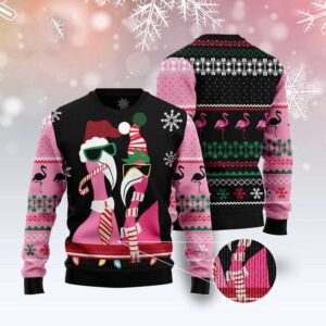 Candy Cane Flamingo Ugly Christmas Sweater, Christmas…