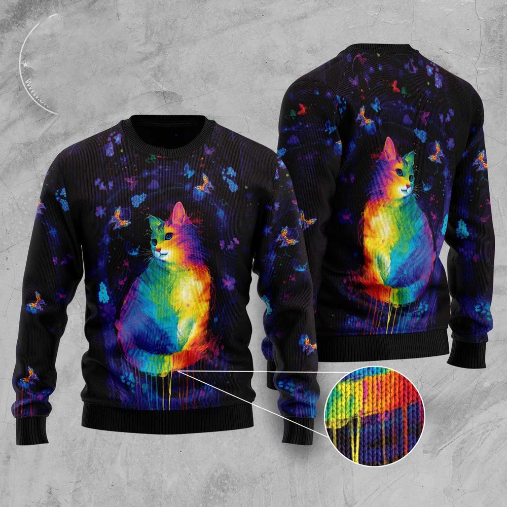 Cat Colorful Ugly Christmas Sweater, Christmas Cat Ugly Sweater, Ugly Cat Xmas Sweater Cat Colorful Ugly Christmas Sweater, Christmas Cat Ugly Sweater, Ugly Cat Xmas Sweater