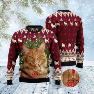 Cat Decor Pine Ugly Christmas Sweater, Christmas…