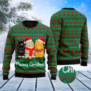 Cat Meowy Christmas Ugly Christmas Sweater, Christmas…
