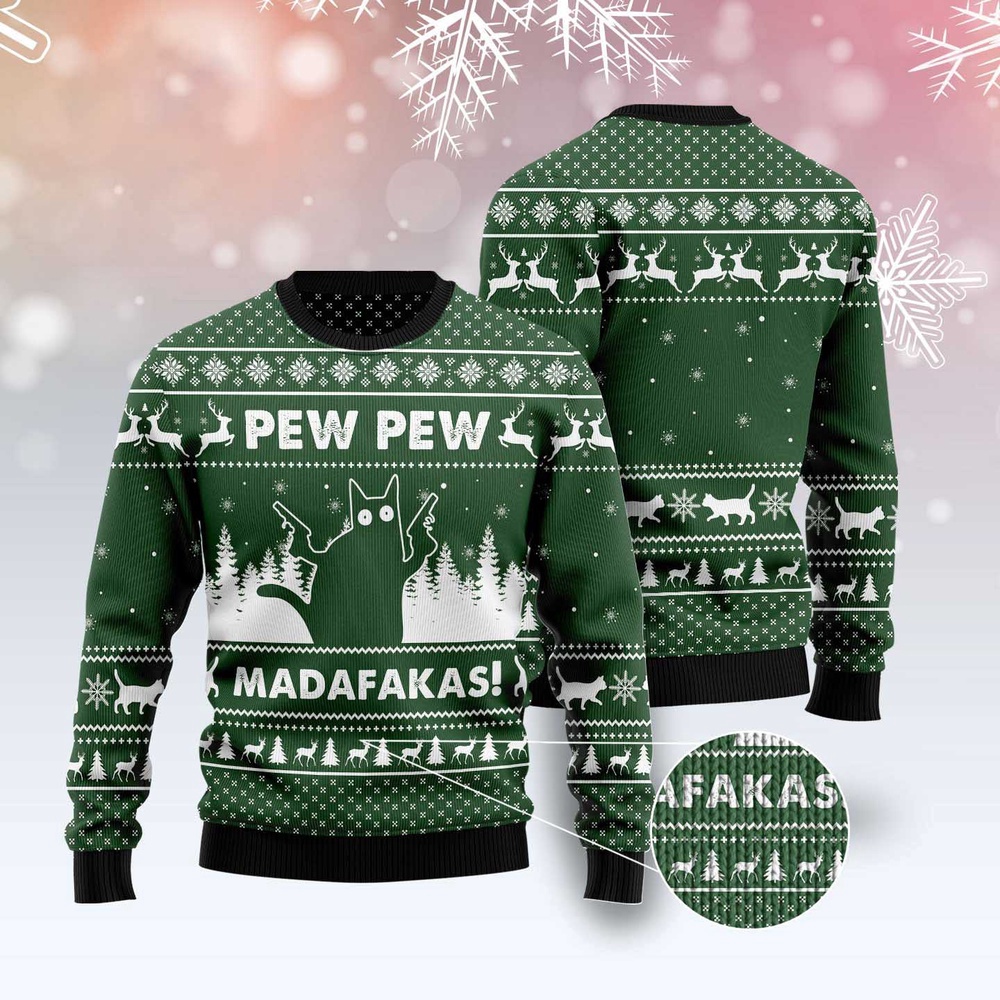 Cat Pew Pew Madafakas Ugly Christmas Sweater, Christmas Cat Ugly Sweater, Ugly Cat Xmas Sweater Cat Pew Pew Madafakas Ugly Christmas Sweater, Christmas Cat Ugly Sweater, Ugly Cat Xmas Sweater