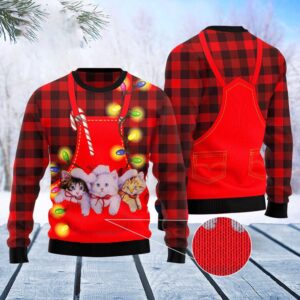 Cat Pocket Christmas Ugly Christmas Sweater, Christmas…