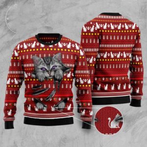 Cat Scratch Ugly Christmas Sweater, Christmas Cat…