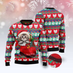 Cat Socks Ugly Christmas Sweater, Christmas Cat…