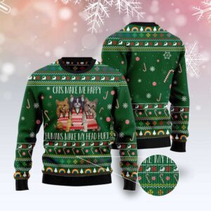 Cats Make Me Happy Ugly Christmas Sweater,…