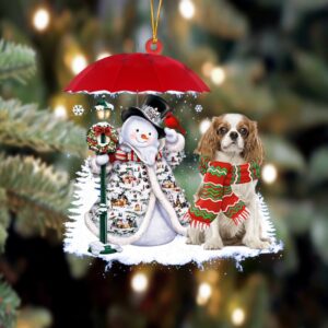 Cavalier King Charles Spaniel With Snowman Christmas…