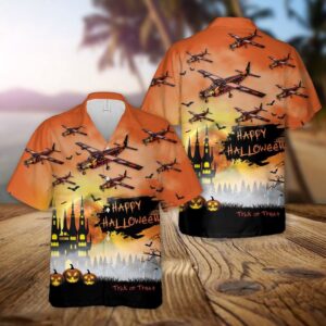 Cessna 208 Halloween Hawaiian Shirt, Halloween Hawaiian…