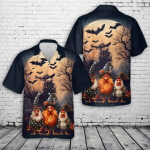 Chicken Halloween Hawaiian Shirt, Halloween Hawaiian Shirt,…