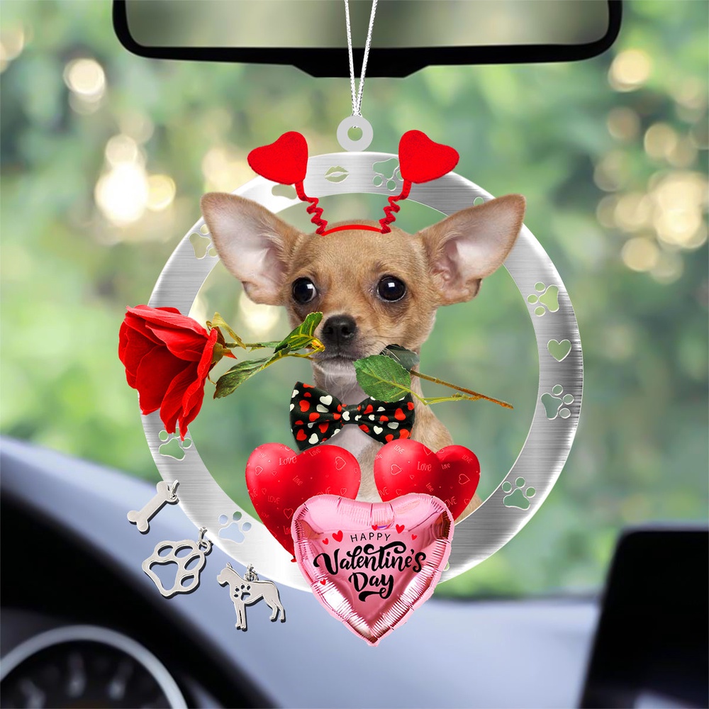 Chihuahua2 With Rose & Heart Balloon Ornament, Christmas Ornament, Dog Ornament, Xmas Dog Ornaments Chihuahua2 With Rose & Heart Balloon Ornament, Christmas Ornament, Dog Ornament, Xmas Dog Ornaments