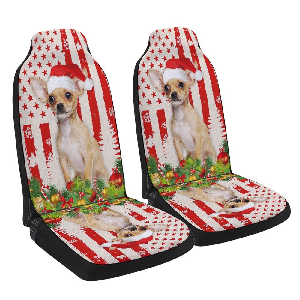 Chihuahua Christmas Seat Cover Cars, Christmas Car Seat Cover, Car Seat Cover
