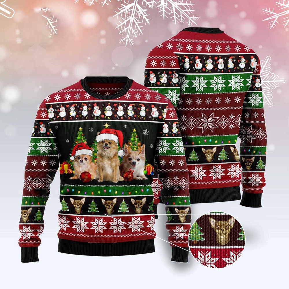 Chihuahua Group Beauty Ugly Christmas Sweater, Dog Ugly Christmas Sweater, Ugly Dog Sweaters
