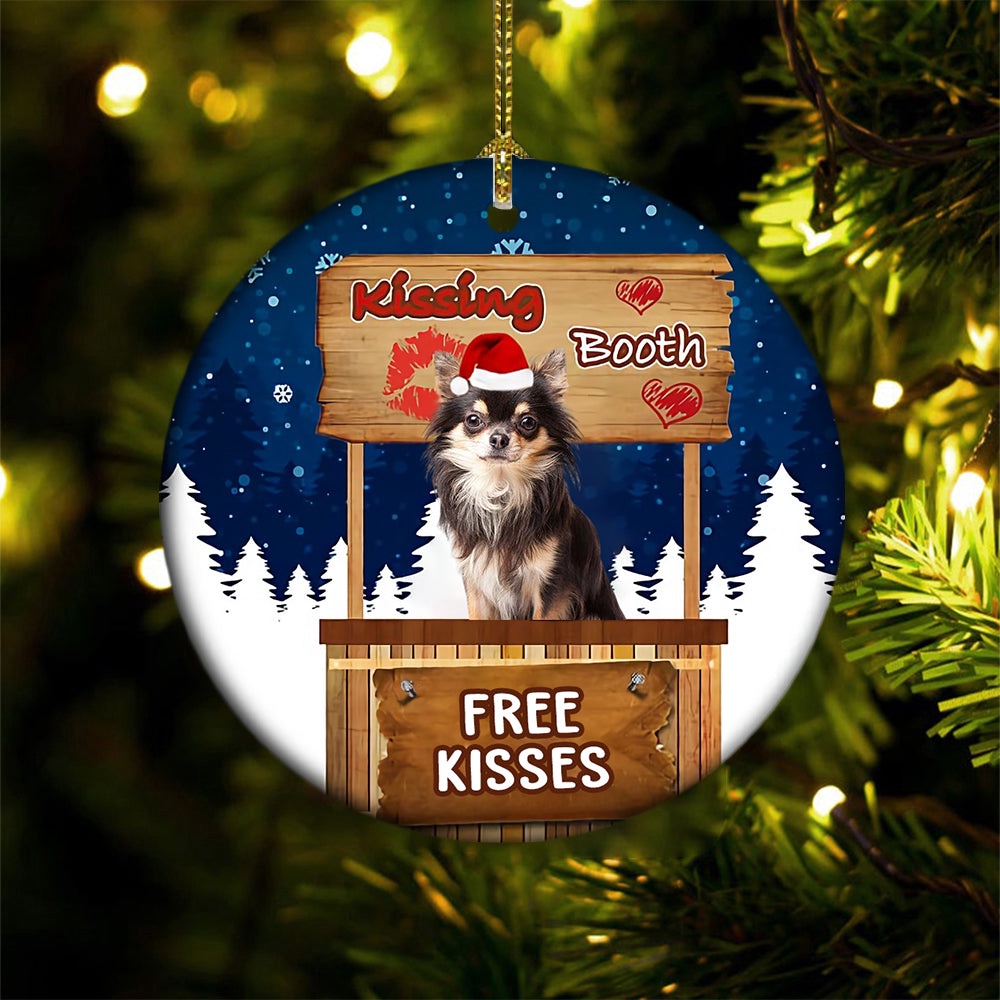 Chihuahua Kissing Booth Christmas Ornament, Christmas Ornament, Dog Ornament, Xmas Dog Ornaments Chihuahua Kissing Booth Christmas Ornament, Christmas Ornament, Dog Ornament, Xmas Dog Ornaments