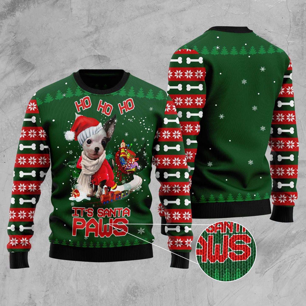 Chihuahua Santa Paws Ugly Christmas Sweater, Dog Ugly Christmas Sweater, Ugly Dog Sweaters