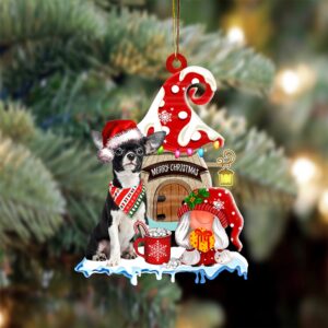 Chihuahua With Mushroom House Christmas Ornament, Christmas…