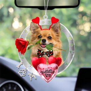 Chihuahua With Rose & Heart Balloon Ornament,…
